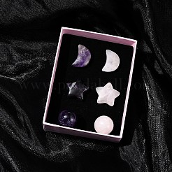 Natural Gemstone Healing Moon & Star & Round Ornaments&nbsp;AJEW-FS0001-12B