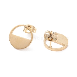 Half Round Hollow 304 Stainless Steel Stud Earrings for Women&nbsp;EJEW-Z017-01G