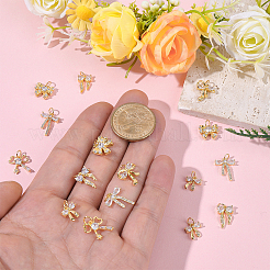18Pcs 6 Styles Rack Plating Brass Micro Pave Clear Cubic Zirconia Pendants&nbsp;KK-BBC0022-51