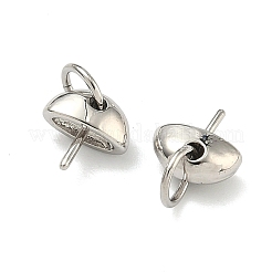 Half Round Brass Cup Pearl Peg Bails Pin Pendants&nbsp;KK-G555-08P