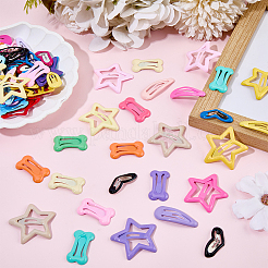 80Pcs 4 Styles Heart & Star & Bone & Teardrop Steel Snap Hair Clips&nbsp;OHAR-SP0001-04
