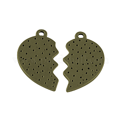 Tibetan Style Heart Alloy Split Pendants&nbsp;TIBEP-S293-044AB-LF