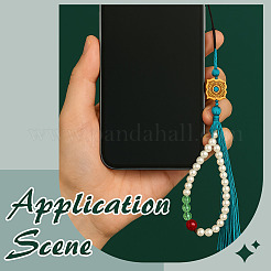 Glass & Wood Mobile Straps&nbsp;HJEW-MA00036