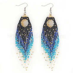 Handmade Glass Seed Beads Moon Dangle Earrings&nbsp;PT7673