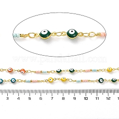 Evil Eyes Brass Ename Link Chains&nbsp;CHC-Q013-02G