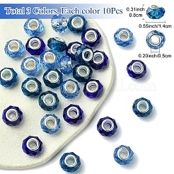 30Pcs 3 Colors Handmade Glass European Beads&nbsp;GLAA-YW0004-21D