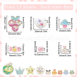 60Pcs 15 Styles Transparent Resin Cabochons&nbsp;CRES-SC0002-83