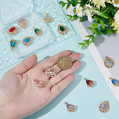 14Pcs 14 Styles Brass Micro Pave Clear Cubic Zirconia Pendants&nbsp;KK-ME0003-30