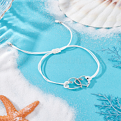 1Pc Adjustable Alloy & Waxed Cord Anklets for Women&nbsp;AJEW-LP0007-58A
