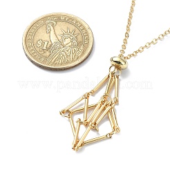 2Pcs 2 Color Brass Bar Link Chains Macrame Pouch Empty Stone Holder for Pendant Necklaces Making&nbsp;NJEW-JN04466-02