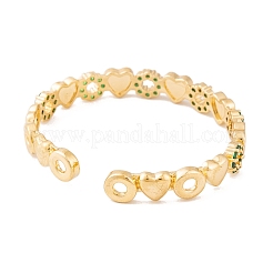 Brass Pave Cubic Zirconia Open Cuff Bangles for Women&nbsp;BJEW-S147-17G-D