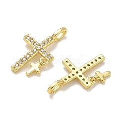 Brass Micro Pave Clear Cubic Zirconia with Glass Pendants&nbsp;CU-CBA6E4E-14G