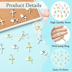 8Pcs 4 Styles Rack Plating Brass Pendants&nbsp;KK-YW0004-10