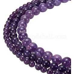 Natural Amethyst Round Beads Strands&nbsp;G-PH0018-8mm