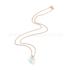 Heart Glass Pendant Necklaces&nbsp;NJEW-K117-01G-07