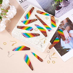 Resin & Walnut Pendants DIY Dangle Earrings Making Kits&nbsp;DIY-TA0011-03B