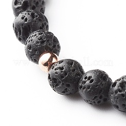 Natural Garnet & Lava Rock Round Beads Stretch Bracelets Set&nbsp;BJEW-JB06982-01