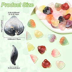 110Pcs 11 Colors Transparent Glass Petal Pendants&nbsp;GLAA-YW0005-86