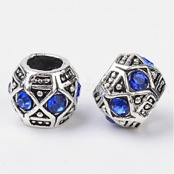 Alloy Rhinestone Rondelle Large Hole European Beads&nbsp;MPDL-R036-80