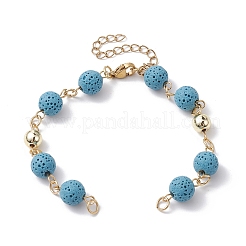 Dyed Natural Lava Rock Round Beaded Chain Bracelet Making&nbsp;AJEW-JB01206