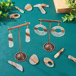 14Pcs 7 Styles Transparent Resin & Walnut Wood Pendants&nbsp;RESI-BY0001-06