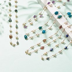 Natural Gemstone & Pearl Beaded Necklace&nbsp;NJEW-JN03894