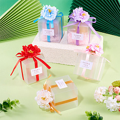 Clear PVC Candy Gift Packaging Boxes with Ribbon & Artificial Flower&nbsp;CON-TAC0001-20D