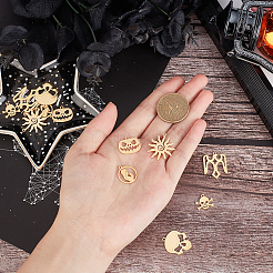 12Pcs 6 Style 201 Stainless Steel Pendants&nbsp;STAS-UN0020-22G