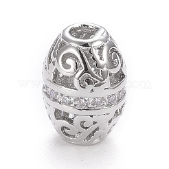 Brass Micro Pave Clear Cubic Zirconia Beads&nbsp;KK-K243-12P