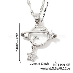 Stylish and Simple Brass Clear Cubic Zirconia Star Moon Planet Pendant Necklaces for Daily Wear&nbsp;OT4703-2