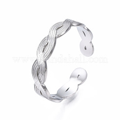 Non-Tarnish 304 Stainless Steel Twist Wrap Open Cuff Ring for Women&nbsp;RJEW-T023-07P