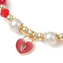2Pcs Valentine's Day Theme Acrylic Pearl Round Beaded Stretch Bracelets&nbsp;BJEW-JB11422
