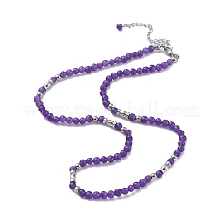 Round Natural Mixed Stone Beaded Necklace for Girl Women&nbsp;NJEW-F287-01