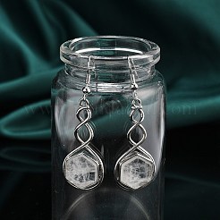 Hexagon Natural Quartz Crystal Dangle Earrings&nbsp;EJEW-K298-01P-02
