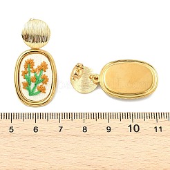 304 Stainless Steel & Cloth Embroidery Stud Dangle Earrings&nbsp;EJEW-JE07298-03