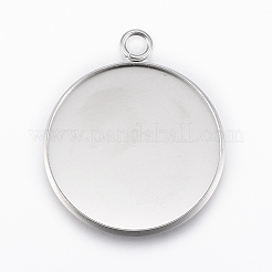 Tarnish Resistant 304 Stainless Steel Pendant Cabochon Settings&nbsp;X-STAS-E146-18P-25mm