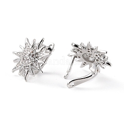 Sun Shape Clear Cubic Zirconia Hoop Earring&nbsp;EJEW-C002-10P-RS
