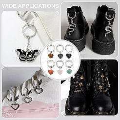 12Pcs 6 Colors Heart Natural Tiger Eye & Rose Quartz & Green Aventurine & Larvikite & Red Jasper & Obsidian Shoes Charms&nbsp;HJEW-PH02141