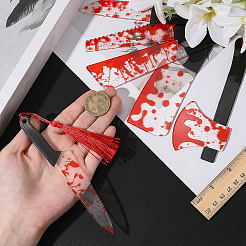 6Pcs 6 Styles Blood Acrylic Bookmarks with Tassel&nbsp;AJEW-CP0009-56