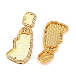 Brass Micro Pave Clear Cubic Zirconia Stud Earrings Findings&nbsp;KK-Z122-14G
