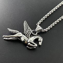Punk 304 Stainless Steel Flying Horse Pendant Necklaces for Men&nbsp;MG5472