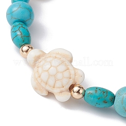 Turtle Synthetic Turquoise Beaded Stretch Bracelet&nbsp;BJEW-JB09954