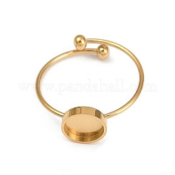 Real 18K Gold Plated 304 Stainless Steel Cuff Ring Components&nbsp;STAS-A191-12E-G