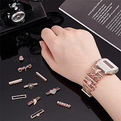 15Pcs 15 Style Heart & Flower & Word & Butterfly Crystal Rhinestone Watch Band Charms Set&nbsp;FIND-PH0007-69