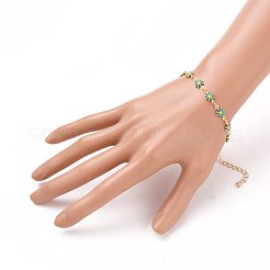 Daisy Link Chain Necklaces & Bracelets Jewelry Sets&nbsp;SJEW-JS01138-02