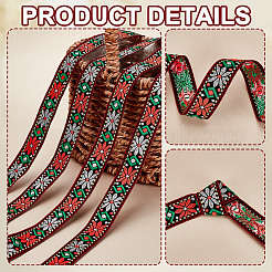 10 Yards Ethnic Style Polyester Jacquard Flower Ribbon&nbsp;OCOR-PH0004-86B