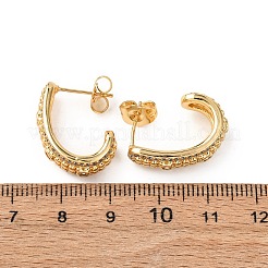 Brass Micro Pave Clear Cubic Zirconia J-Shaped Stud Earrings&nbsp;EJEW-B153-18G