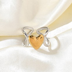 304 Stainless Steel Cuff Open Rings for Women&nbsp;RJEW-F208-03GP-05