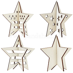 4 Styles Christmas Theme Unfinished Wood Solid Display Decorations&nbsp;DJEW-WH20002-21B