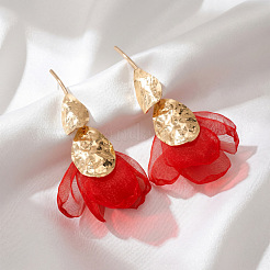 Alloy & Chiffon Stud Dangle Earrings&nbsp;WG11976-01